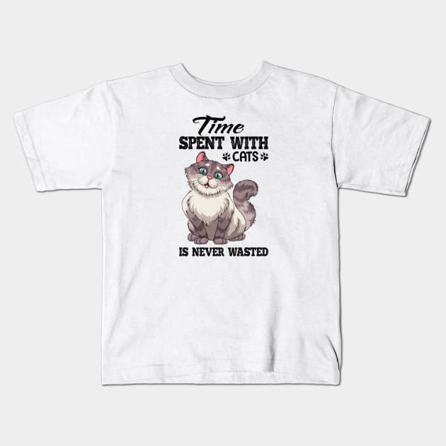 Time spent with cats is never wasted Kids T-Shirt by Marioma